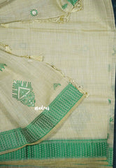 Design 2 - Halfwhite Haasini - Bamboo cotton silk with warli embroidery