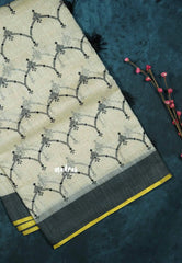 Semi Circle - Halfwhite Haasini - Bamboo cotton silk with embroidery