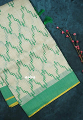 Zigzag - Halfwhite Haasini - Bamboo cotton silk with embroidery