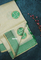 Design 4 - Halfwhite Haasini - Bamboo cotton silk with warli embroidery