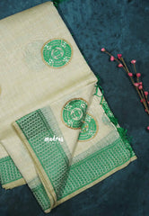 Design 4 - Halfwhite Haasini - Bamboo cotton silk with warli embroidery