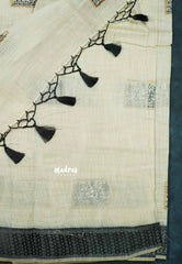 Design 5- Halfwhite Haasini - Bamboo cotton silk with warli embroidery