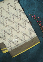 Zigzag - Halfwhite Haasini - Bamboo cotton silk with embroidery