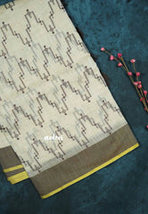 Zigzag - Halfwhite Haasini - Bamboo cotton silk with embroidery