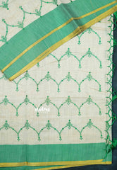 Semi Circle - Halfwhite Haasini - Bamboo cotton silk with embroidery