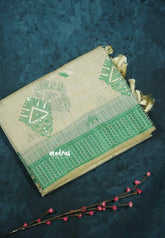 Design 2 - Halfwhite Haasini - Bamboo cotton silk with warli embroidery