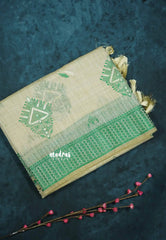 Design 2 - Halfwhite Haasini - Bamboo cotton silk with warli embroidery