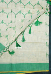 Semi Circle - Halfwhite Haasini - Bamboo cotton silk with embroidery