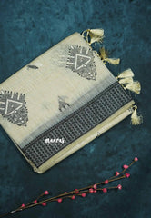 Design 2 - Halfwhite Haasini - Bamboo cotton silk with warli embroidery