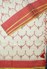 Semi Circle - Halfwhite Haasini - Bamboo cotton silk with embroidery