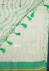 Waving - Halfwhite Haasini - Bamboo cotton silk with embroidery