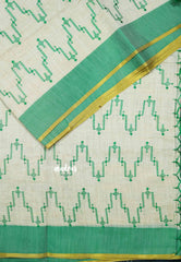 Zigzag - Halfwhite Haasini - Bamboo cotton silk with embroidery