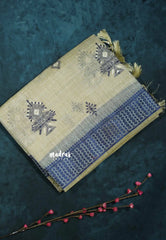 Design 3 - Halfwhite Haasini - Bamboo cotton silk with warli embroidery