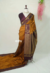 Vintage Mustard Brown - Hamsavalli – Soft Silk Saree Kolam Motifs Weaving Body and Border with Rich Pallu - Best for wedding