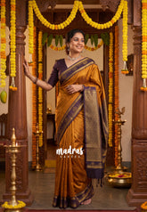 Vintage Golden Yellow - Hamsavalli – Soft Silk Saree Kolam Motifs Weaving Body and Border with Rich Pallu - Best for wedding