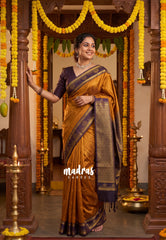 Vintage Golden Yellow - Hamsavalli – Soft Silk Saree Kolam Motifs Weaving Body and Border with Rich Pallu - Best for wedding