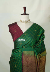 Bottle Green - Hamsavalli – Soft Silk Elegance rudraksham mayil kattam body contrast blouse - Perfect for Festive Wear