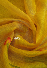 Marigold Yellow - Handloom Silk Linen Jamdani Saree - With Handloom Mark