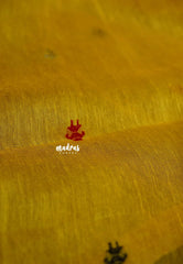Paris Yellow - Handloom Silk Linen Jamdani Saree - With Handloom Mark