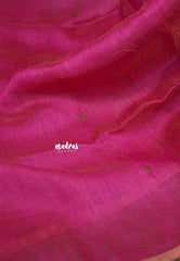 Gulabi Grace Pink - Handloom Tissue Silk Linen Jamdani Saree - With Handloom Mark