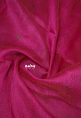 Gulabi Grace Pink - Handloom Tissue Silk Linen Jamdani Saree - With Handloom Mark