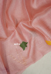 (PRE-BOOKING) Baby Pink - Handloom Pure Tussar Silk Jamdani Saree - With Silk Mark Certificate
