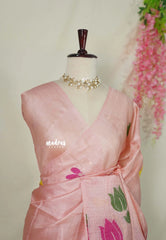 (PRE-BOOKING) Baby Pink - Handloom Pure Tussar Silk Jamdani Saree - With Silk Mark Certificate
