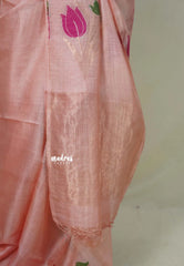 (PRE-BOOKING) Baby Pink - Handloom Pure Tussar Silk Jamdani Saree - With Silk Mark Certificate