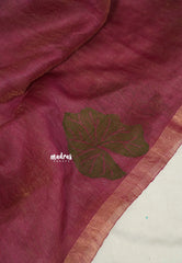 Rosewood Pink - Handloom Tissue Silk Linen Jamdani Saree - With Handloom Mark