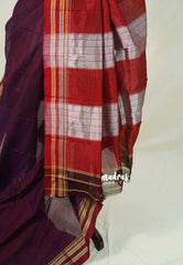 Mulberry Purple -Ilkal – Handloom Cotton Saree with Thread Weaving Border - Perfect for Temple Visit