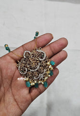 Invisible viral Wire Necklace – Premium Floating Ashtalakshmi Pendant - Sea green beads