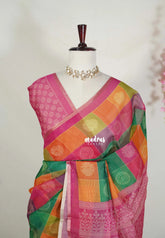 Heritage Rainbow - Isha - Chanderi Silk with Paalum Pazhamum Kattam Prints - Best for Small Functions