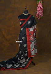 Black - Isha - chanderi cotton with Pichwai prints with border - Perfect for Regular Wear