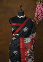 Black - Isha - chanderi cotton with Pichwai prints with border - Perfect for Regular Wear