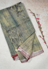 Earth stone Grey - Isha - chanderi cotton with tissue border