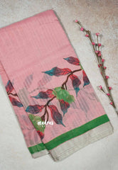 Rose Pink - Isha - chanderi cotton with tissue border