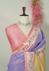 Lavender Purple - Isha - Chanderi Silk Saree Checks with Tiny Zari Border - Best for Office Wear | Casual Wear