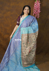 Tri-Tone Blue - Isha - Chanderi Silk with Gradient Grace Weave with Checks - Best for Office Wear