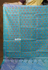 Tri-Tone Blue - Isha - Chanderi Silk with Gradient Grace Weave with Checks - Best for Office Wear