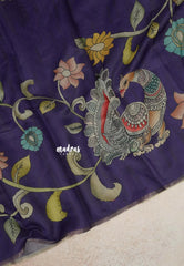 Violet Purple - Isha - Fancy Chanderi Silk with Kalamkari Prints - Best for Office Wear