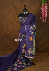 Violet Purple - Isha - Fancy Chanderi Silk with Kalamkari Prints - Best for Office Wear