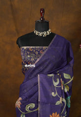Violet Purple - Isha - Fancy Chanderi Silk with Kalamkari Prints - Best for Office Wear