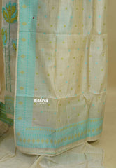 Amitha – Sandal Beige Jamdani woven soft semi silk salwar set wtih beads zardozi work