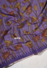 Lavender Purple - Jasmine - Fancy Jute with Divine Lotus Prints - Perfect for Office Wear | Casual Wear