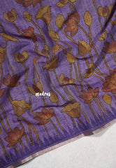Lavender Purple - Jasmine - Fancy Jute with Divine Lotus Prints - Perfect for Office Wear | Casual Wear