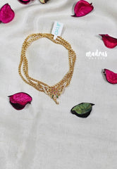 Premium 1 Gram Gold polish AD Stone Trendy Pendant with White,Pink and Green Stone Long Chain