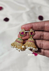 Premium 1 Gram Gold polish AD Stone Trendy Mushroom Jhumka Earrings