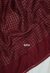 Majestic Maroon - Jute Tussar Silk Saree Kattam in Body with Plain Border - Best for Small Functions