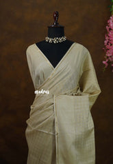 Sandal Beige - Jute Tussar Silk Saree Kattam in Body with Plain Border - Perfect for Festive Wear