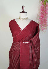 Majestic Maroon - Jute Tussar Silk Saree Kattam in Body with Plain Border - Best for Small Functions